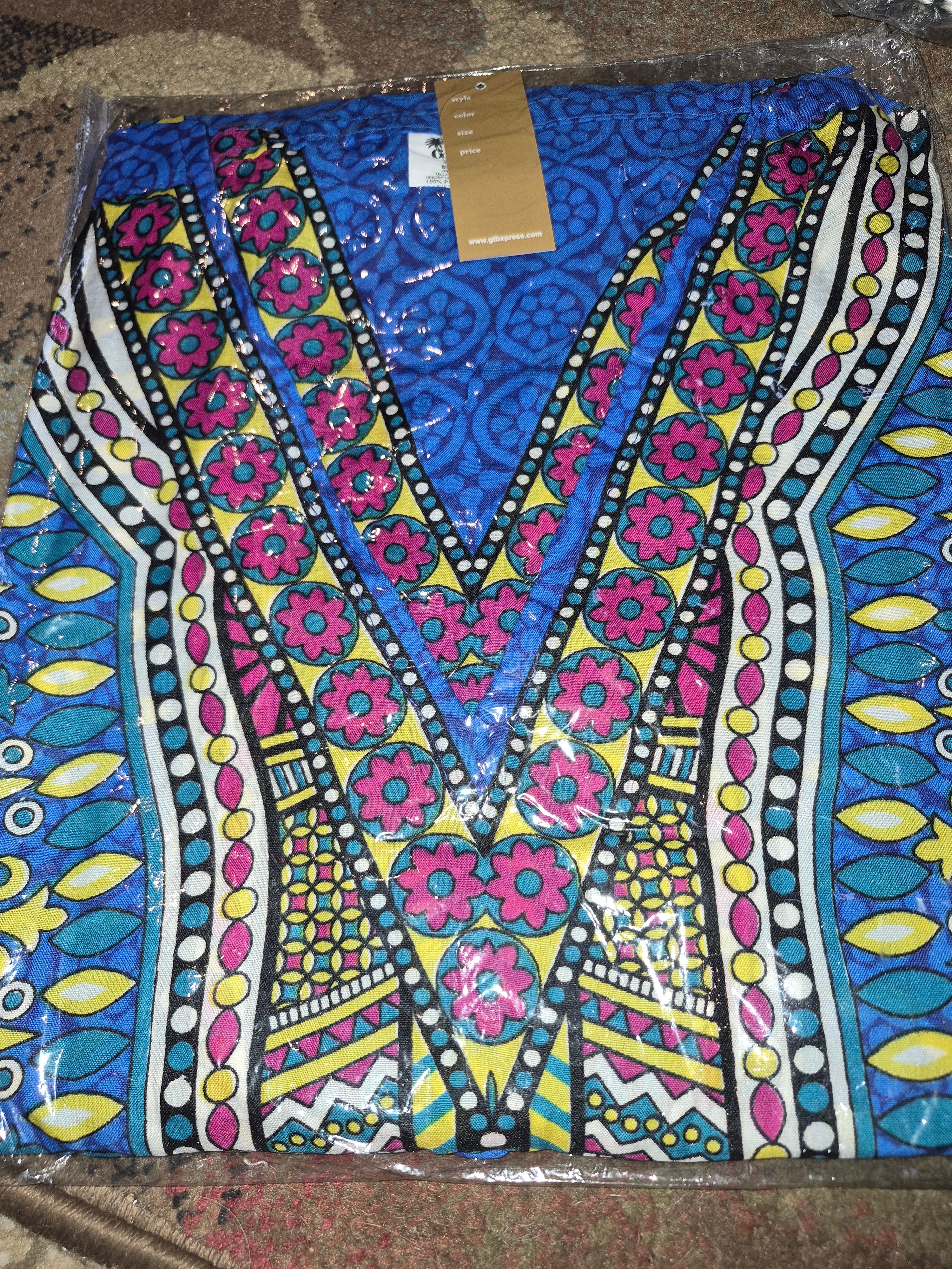 One Size Fit All Women African Dashiki Top Dark Blue Darl